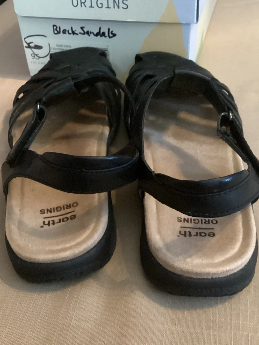Earth Origins Black Women's Strappy Leather Sandals